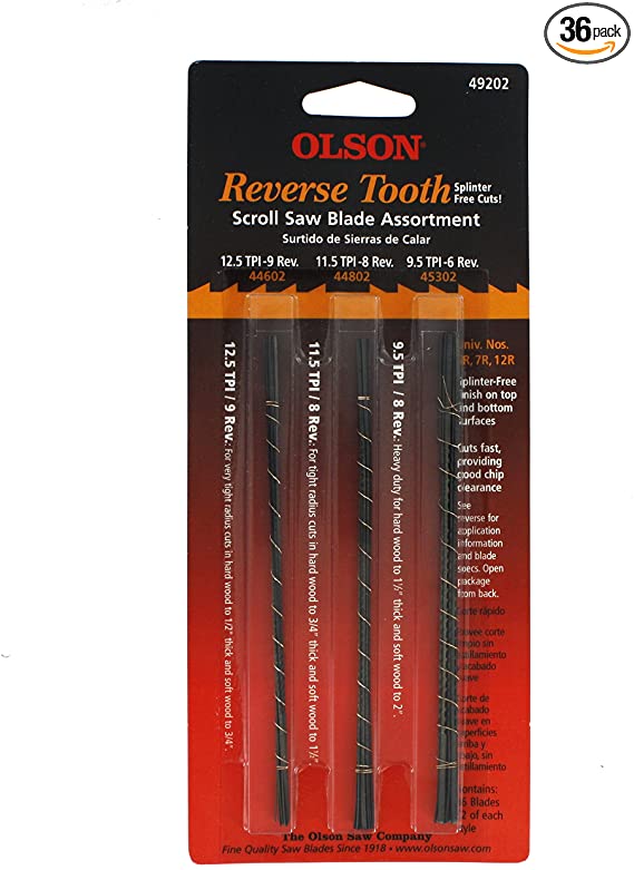 Olson Saw FR49202 Reverse Tooth Scroll Saw Blade