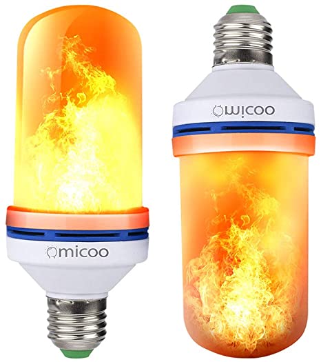 Fuxury LED Flame Effect Light Bulb，4 Modes Flame Light Bulbs with Gravity Sensor, E26 A19 Base Fire Light Bulb , Flickering Light Bulb for Indoor/Outdoor /Christmas Decoration (2 Pack)