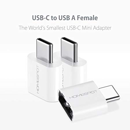 USB C Adapter, HomeSpot 3-Pack Hi-speed USB-C to USB-A Adapter Dongle for USB Type-C Devices Including New MacBook Pro, ChromeBook Pixel, Nexus 5X, Nexus 6P, Nokia N1 Tablet