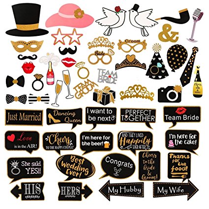 LeeSky 60Pcs Wedding Photo Booth Props Pose Sign Kit for Bachelorette Christmas Holiday Wedding Birthday Party Decoration Supplies