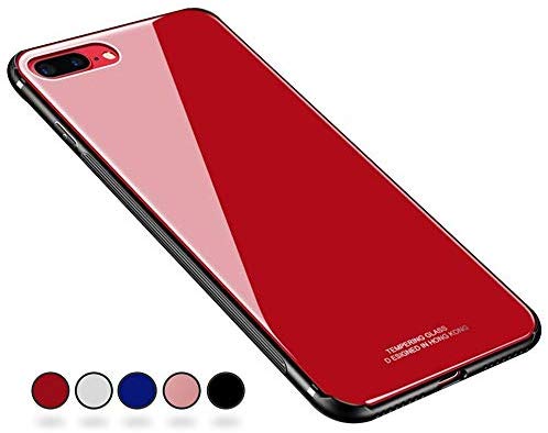 SUMart iPhoneXs Max Case Anti-Scratch Tempered Glass Back Cover TPU Frame Hybrid Shell Slim Case Anti-Drop (Red, iPhone Xs Max 6.5inch)