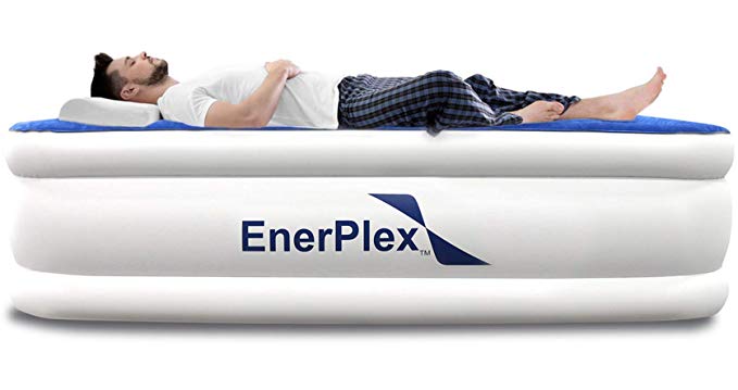 EnerPlex Never Leak Luxury Twin Size Air Mattress, Airbed with Built in Pump Raised Double High Blow Up Inflatable Twin Mattress for Home Camping Travel - Storage Bag, 2-Year Warranty