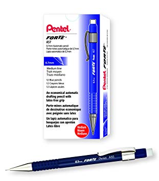 Pentel Forté Automatic Pencil, 0.7mm, Blue Barrel, Box of 12 (A57C)