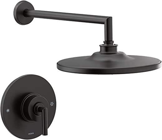 Moen TS22002EPBL Arris Posi-Temp Pressure Balancing Modern Shower Trim Kit with 10-Inch Eco-Performance Rainshower, Valve Required, Matte Black