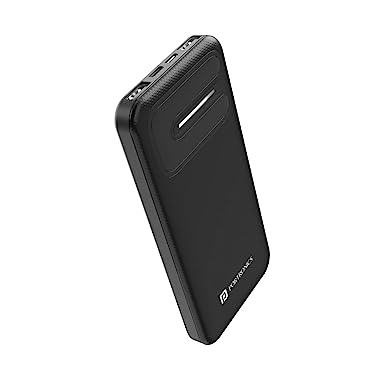 Portronics Power A 10K 10000 mAh Fast Charging Power Bank with Dual Input(USB   Type C), Dual USB Output, LED Indicator, Wake up Button, Lightweight (Black)