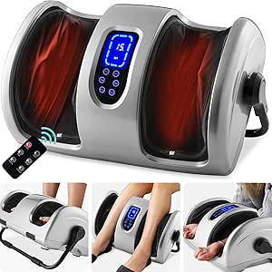 Best Choice Products Heated Shiatsu Foot Massager for Pain Relief, Plantar Fasciitis, Neuropathy, Blood Circulation w/Compact Design - Silver