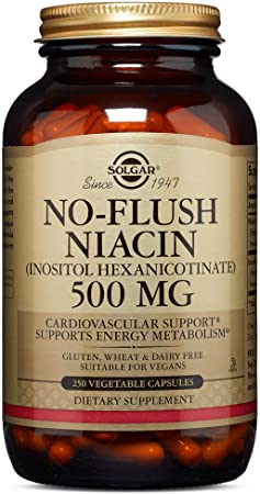 Solgar – No-Flush Niacin (Vitamin B3)(Inositol Hexanicotinate) 500 mg, 250 Vegetable Capsules