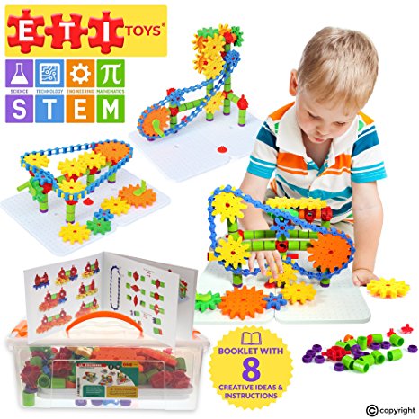 ETI Toys - Jumbo Gears Kit for Boys and Girls 192 Piece Set with Jumbo Gears INCLUDING a Resizeable Interlocking Chain, Connector Pieces and 2 Pegboards