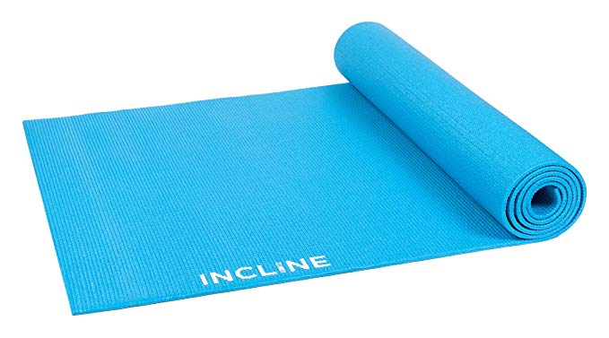 Incline Fit High Density Anti-Slip Exercise Yoga Mat, Marine Blue, No Strap
