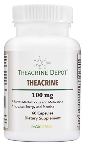 Theacrine (Teacrine) - Superior Alternative to Caffeine Pills (Longer Lasting, No Crash, Less Tolerance) Energy and Focus Nootropic Supplement - 100 Mg - 60 Capsules by Double Wood Supplements