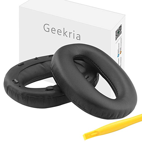 Geekria Earpad Replacement for Sony WH1000XM2, MDR-1000X Headphones/Replacement Ear Pads with Clip Ring/Ear Cushion/Ear Cups/Ear Cover/Earpads Repair Parts (Black/Plastic Ring)