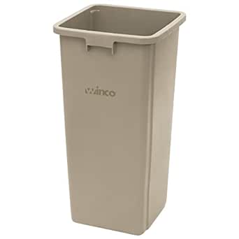 Winco PTCS-23BE Square Trash Can, 23 Gallon, Beige
