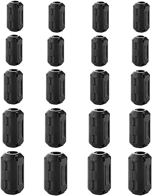 Topnisus [Pack of 10] Clip-on Ferrite EMI Cable Cores for Noise Suppressor Blocking RF-Interfere EMI-Interfere Improve Signal Integrity (20pcs with 5 Sizes)