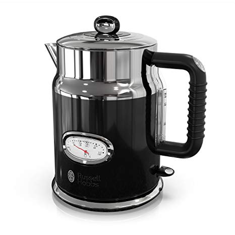 Russell Hobbs Retro Style 1.7L Electric Kettle, Black & Stainless Steel, KE5550BKR