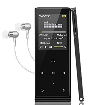 MP3 Player, Wrcibo 8GB Hi-Fi Bluetooth Lossless Sound Music Player, Touch Button, FM Radio, Voice Recorder Function, All Metal Body, 1.8 Color Screen, 80 Hours Playback, Expandable to 64GB