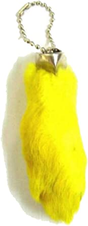 NOVELTEES Yellow Color Novelty Real Rabbit Foot Key Chains