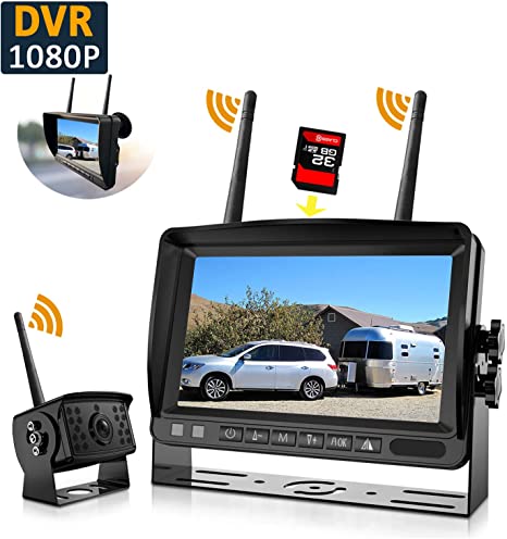 Wireless Backup Camera, DOUXURY IP69 Waterproof 170° Wide View Angle HD 1080P Backup Camera   HD LCD 7" Monitor, DVR Recording Backup Camera System for Truck Pickup Trailer Camper Bus RV 5th Wheel