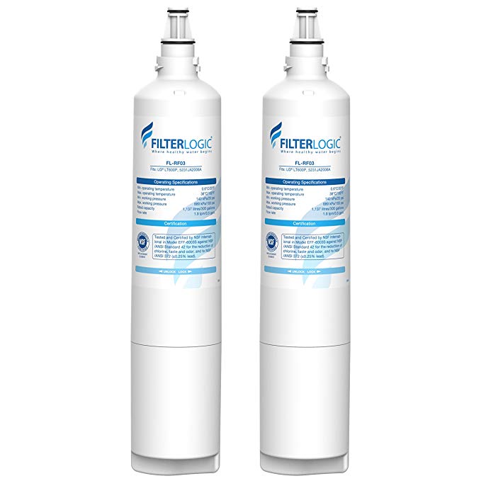FilterLogic LT600P Replacement Refrigerator Water Filter, Compatible with LG LT600P, 5231JA2006, 5231JA2006A, 5231JA2006B, Kenmore 469990, 46-9990, 5231JA2006F, R-9990, 5231JA2006E, LFX25961AL, 2 Pack