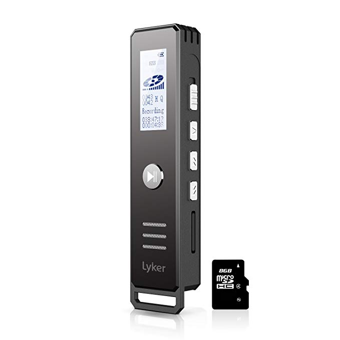 Voice Recorder,Audio Sound Recorder Dictaphone,Digital Activated Voice Recorder with 8GB TF-Card,MP3 Player,One Button Recording and Saving,Perfect Rechargeable Voice Recorder for Lectures, Meetings