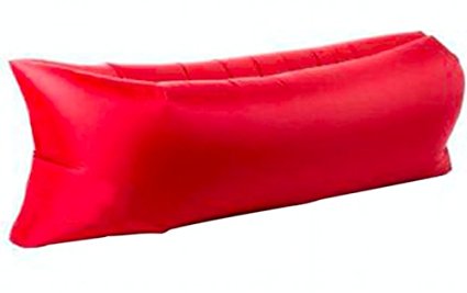 Red Original Chill Sack - Air Sofa - Inflatable Portable Design - Ultimate Outdoor Lounger - All Natural Inflation - Beach Chair - Camping Bed - Festival Hangout