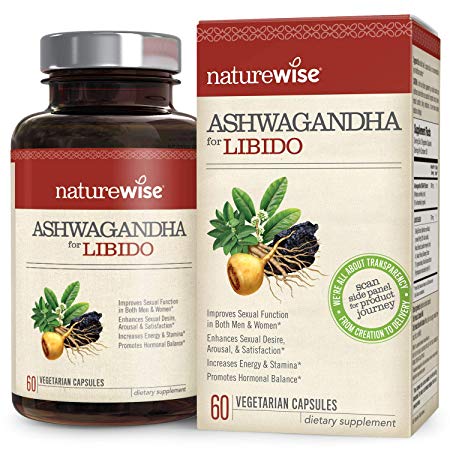 NatureWise Ashwagandha for Libido — Natural Sexual Health Supplement with KSM 66 Organic Ashwagandha, Maca & Ginseng for Energy & Stress Support to Boost Libido in Men & Women, 60 Veggie Capsules