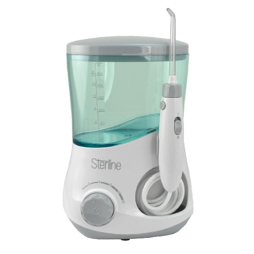 Sterline Counter Top Water Flosser with Six Interchangeable Nozzles, 10 Water Pressure Settings, and a 600ml Capacity