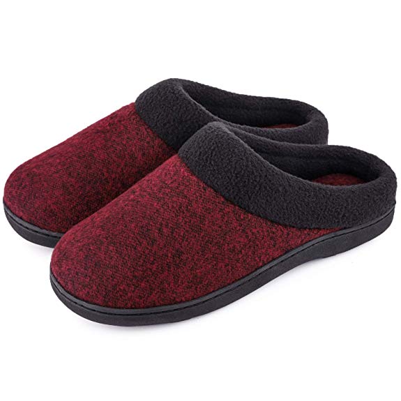 Men's Women's Comfort Woolen Fabric Memory Foam Anti-Slip Slippers, Breathable Indoor Outdoor House Shoes