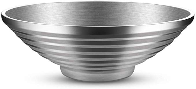 Salad Bowl, Double Wall 10 Inch 47 OZ Stainless Steel Multipurpose Serving Bowl for Soup, Cooked Food, Fruit, Noodle, Cereal (Salad Bowl)