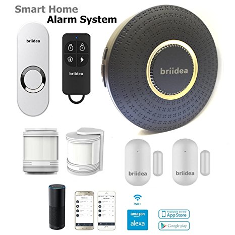 Briidea M02 Wireless Smart Home Security Alarm System DIY kit, Wi-Fi, Works with Amazon Alexa, App Control by Smartphone