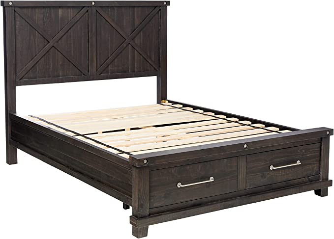 Modus Furniture Yosemite Solid Wood Footboard Storage Bed, Queen, Cafe