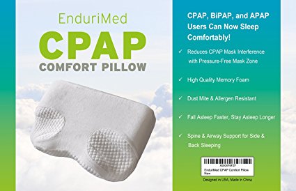 Pillow For CPAP, BiPAP, APAP Machine Users - Comfort for Side, Back, & Stomach Sleepers to Reduce Face & Nasal Mask Pressure & Air Leaks - Contour Memory Foam For Neck & Spine Alignment