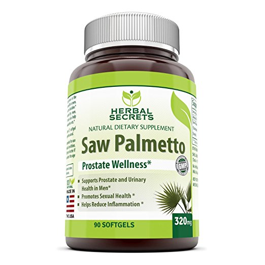 Herbal Secrets Saw Palmetto Supplement - 320mg Soft Gel Capsules - Standardized Extract From All Natural Berries with 85% to 95% Fatty Acids & Sterols - Best Choice of Supplements for Prostate Health, Hair Loss in Men & More – 90 Pills Per Bottle