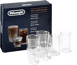 De'Longhi Trio Gift Set of 2 Cappuccino, 2 Thermal Large glasses, 2 Cold Brew Large glasses