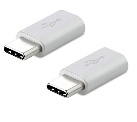 2-Pack Type C (USB-C) to USB 2.0 Micro USB Female Adapter Charge and Data Sync Converter for Google Pixel, Samsung Galaxy Note 8, S8, LG V30, G6, Sony XZ, HTC U11, Moto Z and Type-C Phone (Sliver)