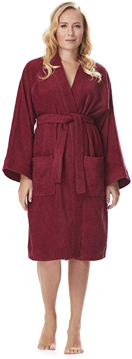 Arus Women's Short Kimono Lightweight Bathrobe Turkish Cotton Terry Cloth Robe