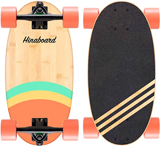 Hi-Na Hinaboard Mini Longboard Protable Skateboard Mini Cruiser Skateboard Mini Skateboard Bamboo Longboard Crusier Skateboard Short Skateboard DIY Skateboard