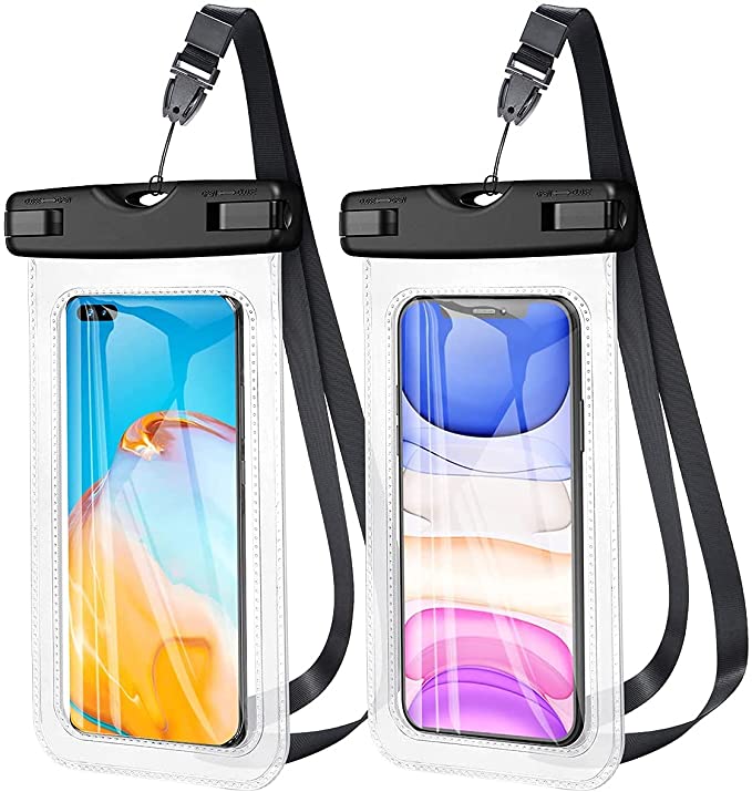 Waterproof Case, IPX8 7" Waterproof Phone Pouch Dry Bag Compatible for iPhone 12/12 Pro Max/11/11 Pro/SE/Xs Max/XR/8P/7 Galaxy, Phone Pouch for Beach Kayaking Travel (Set of 2)