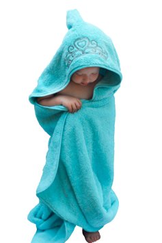 Princess Hooded Kid/Baby Towel (Ice Blue), 27.5" x 49", Plush and Absorbent Luxury Bath Towel! 600 GSM, 100% Cotton