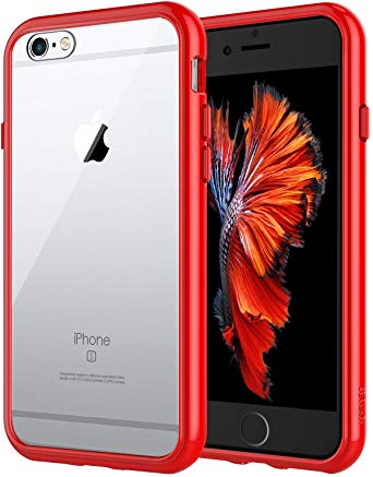 JETech Case for Apple iPhone 6 Plus and iPhone 6s Plus 5.5-Inch, Shock-Absorption Bumper Cover, Anti-Scratch Clear Back, Red