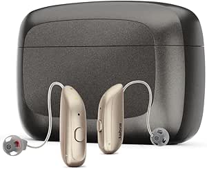 Jabra Enhance Select 300 OTC Hearing Aids, Audiology Team Care Included, Bluetooth Streaming for Calls, Music, Media for iOS & Android, Nearly Invisible & Comfortable, Noise Reduction - Gold