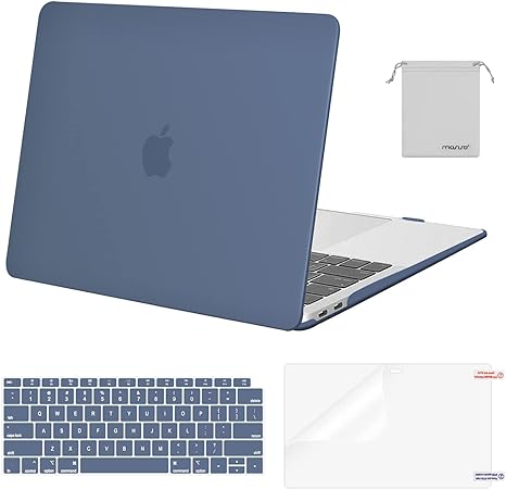 MOSISO Compatible with MacBook Air 13 inch Case 2022, 2021-2018 Release A2337 M1 A2179 A1932 Retina Display Touch ID, Plastic Hard Shell&Keyboard Cover&Screen Protector&Storage Bag, Steel Blue