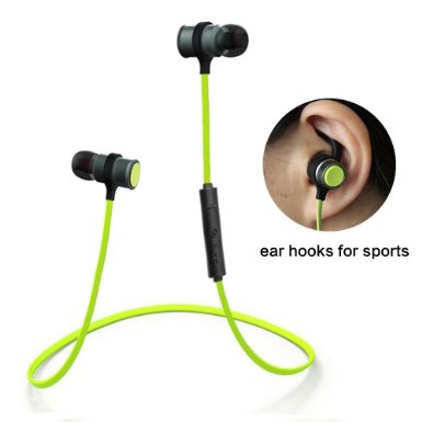 BT-576 Wireless Bluetooth Earphones Lightweight Sports Earbuds with Earhooks for Running Exercise and Gym Noise Cancelling In-Ear Headphones with Microphone Supported Handsfree Call Green