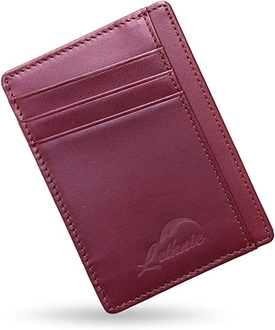 Lethnic Slim Wallet RFID Front Pocket Minimalist Wallet with Crossed Design