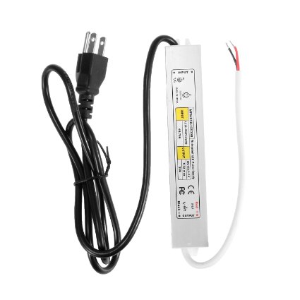 Universally 90V-260V Input Intocircuit 12V 30W DC Waterproof LED Transformer Power Supply Driver with 35Ft US Cable