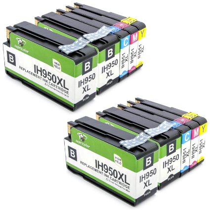 Supricolor 10 Pack Ink Cartridge Replacement for HP 950 951 HP 950xl 951xl (4 Black, 2 Cyan, 2 Magenta, 2 Yellow) for use with HP Officejet PRO 8610 8600 8100 8620 8630 8635 8615 8625 251dw 276dw