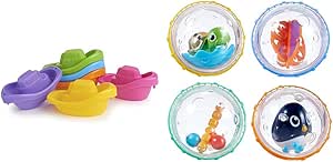 Munchkin® Little Boat Train Baby and Toddler Bath Toy, 6 Piece Set & ® Float & Play Bubbles™ Baby and Toddler Bath Toy, 4 Count