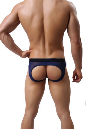 Barsty Men's Sexy Buttocks Thong Hollow-Out Thong Elastic Smooth Bikini Tops