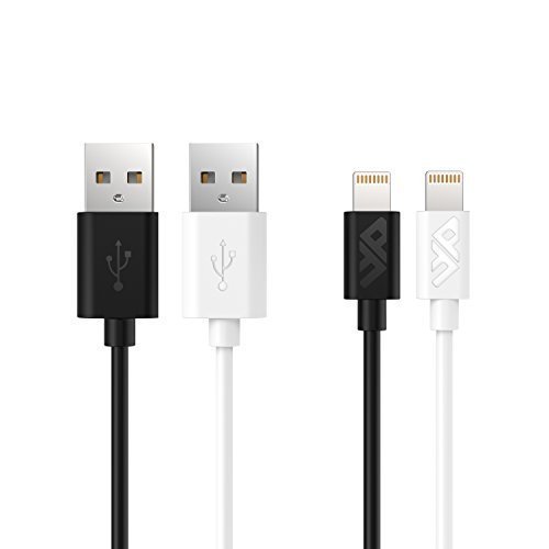Apple MFI Certified FlePow USB Sync and Charge Cable for Apple iPhone iPod iPad 8-Pin 33ft White 1PackBlack 1Pack