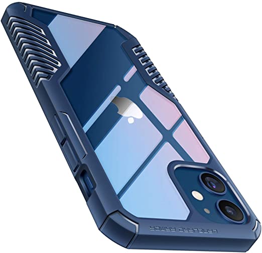 MOBOSI Case Compatible with iPhone 12 Mini (2020), Vanguard Armor Military Shockproof Protective Slim Fit Clear Back Phone Cover 5.4 Inch, Navy Blue