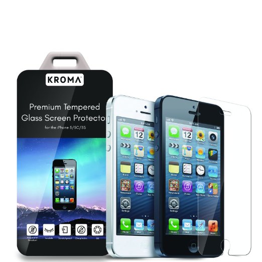 Kroma iPhone 55S5C Glass Screen Protector Krystalin Series Worlds Thinnest Ballistic Glass 999 Touch-screen Accuracy Protection from Bumps Drops and Scrapes